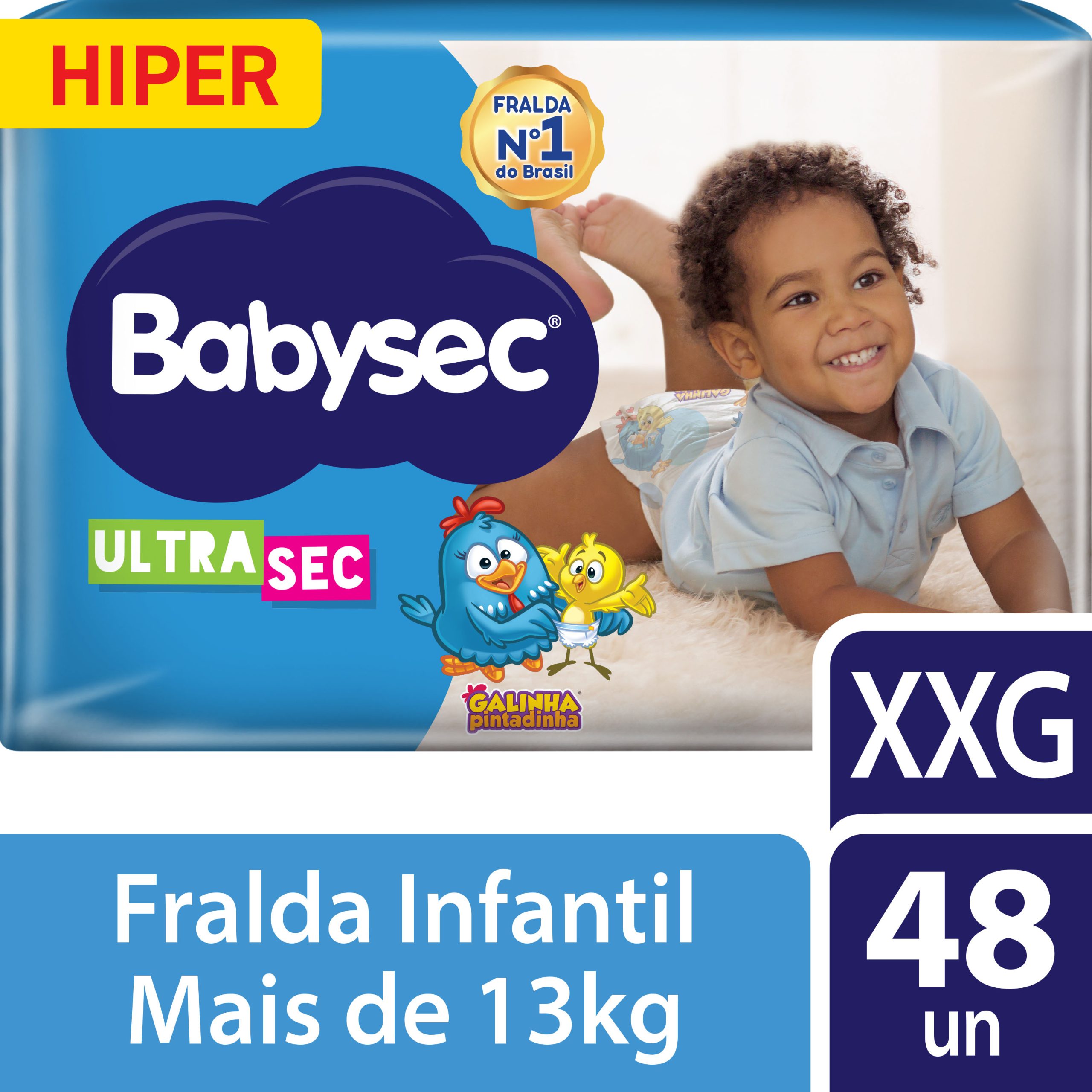 Fralda Babysec Ultrasec Hiper Galinha Pintadinha XXG 52 Unidades